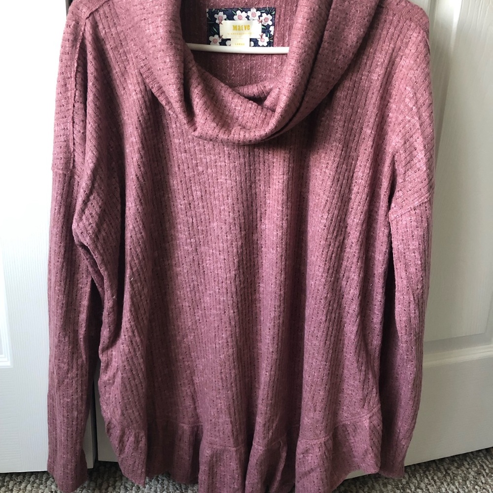 Anthropologie Cowl-neck Flutter Hem sweater